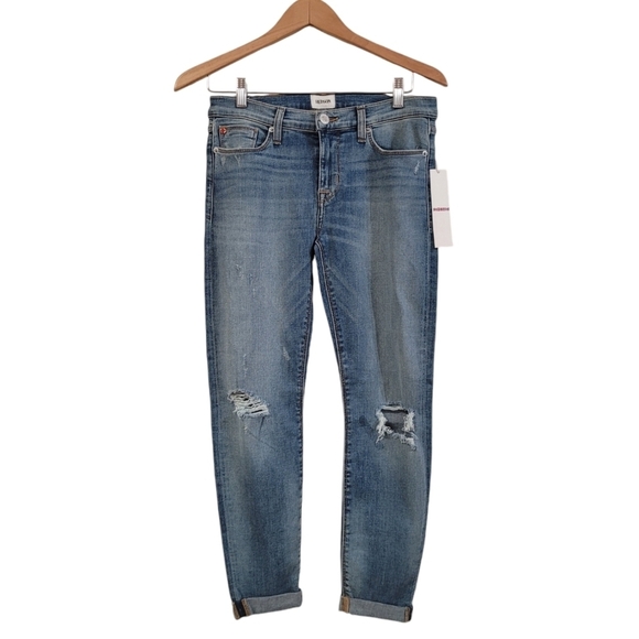New Hudson Harkin Super Skinny Crop Jeans Size 28 Distressed Light Wash - Picture 2 of 5